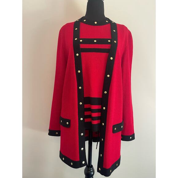 J.S.S knitwear womans jacket suit petite Sm red/black wool blend classic luxury - Picture 5 of 16